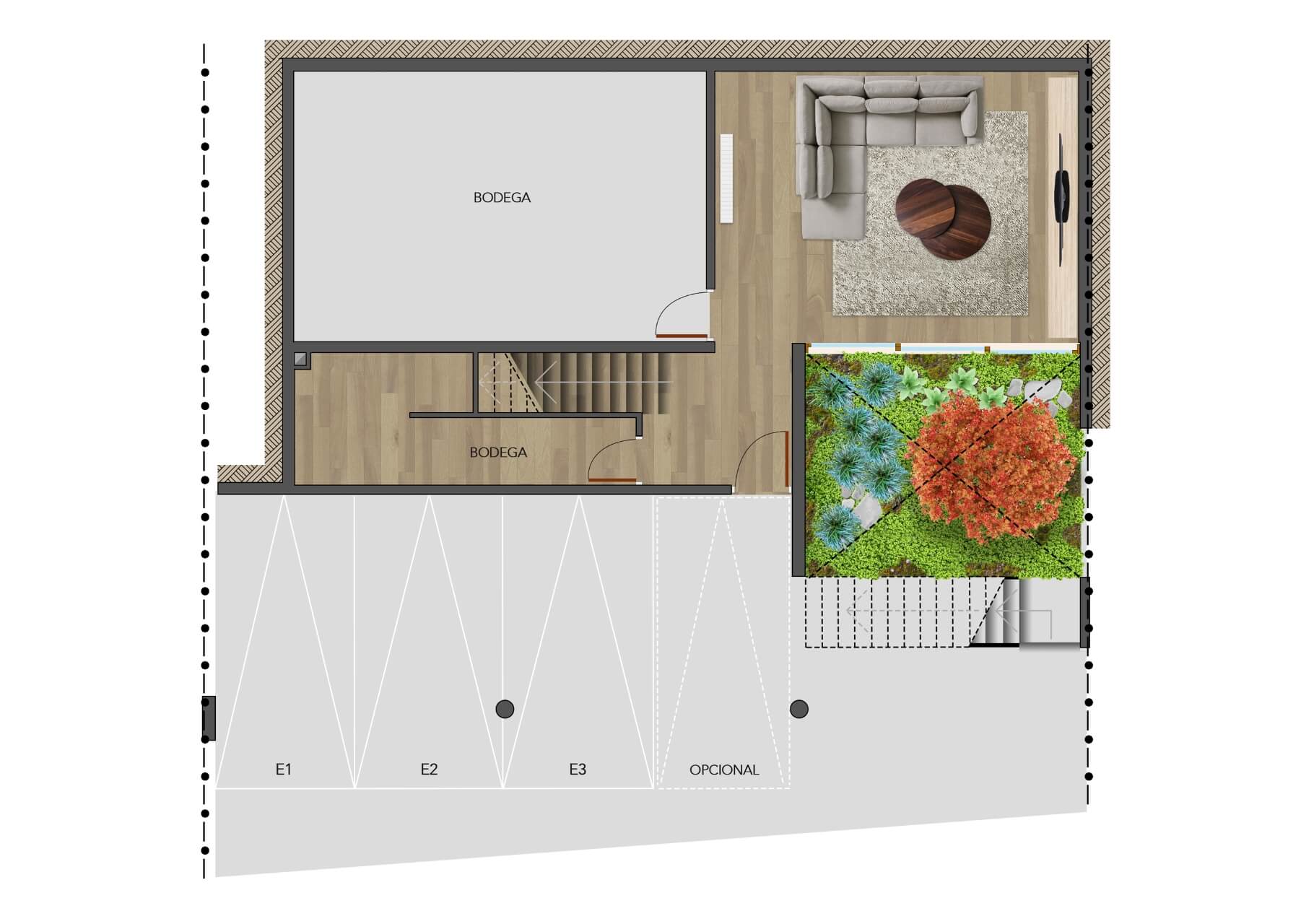 Subterraneo 55,29 m2 + Bodega 34,90 m2